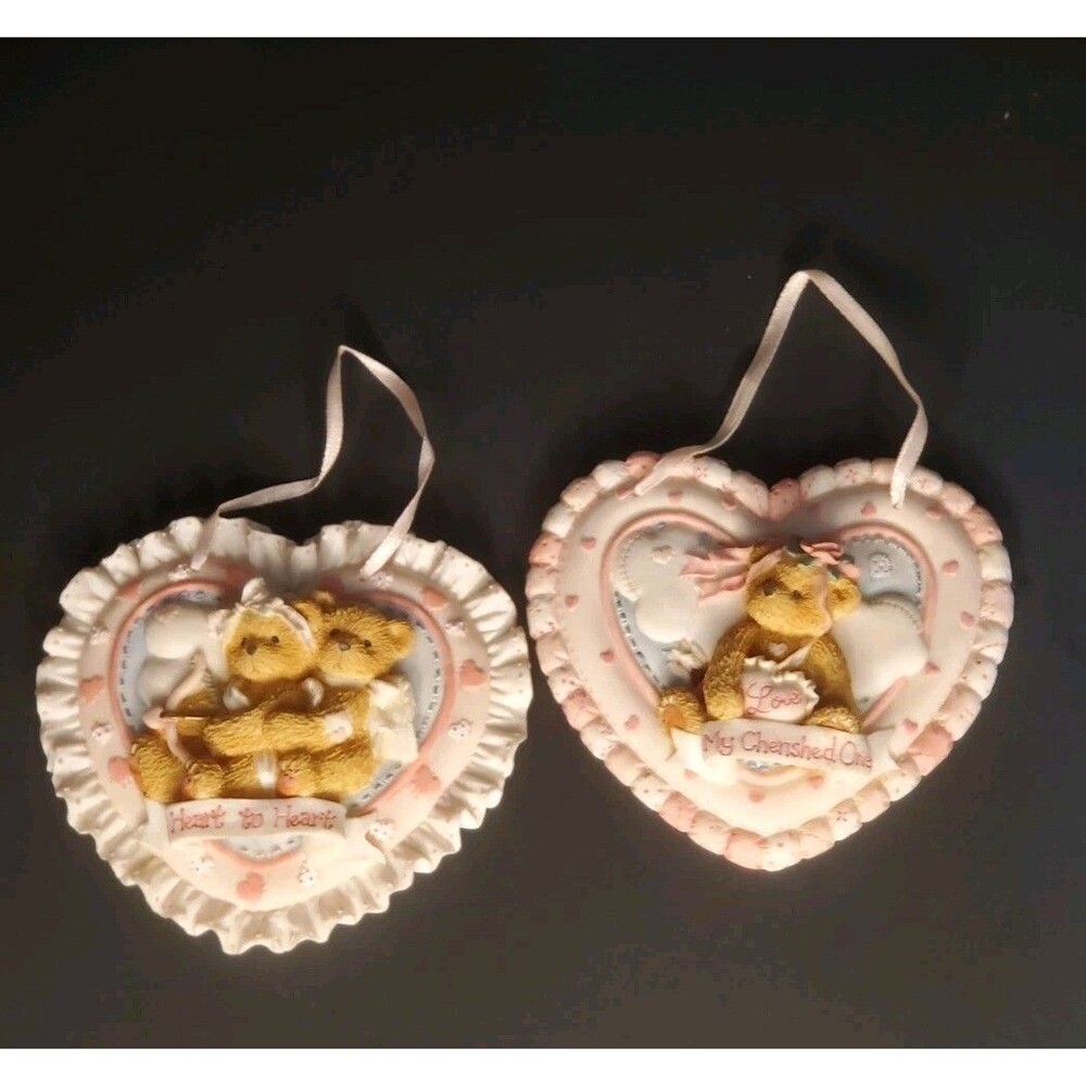 Cherished Teddies Love My Cherished One & Heart To Heart 2 Wall Plaques Vtg